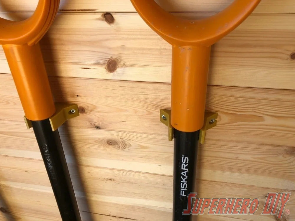 Garden Tool Wall Mount Yard Tool Holders for Fiskar Shovels, Rakes, etc. | 3D-printed storage solutions - Superhero DIY
