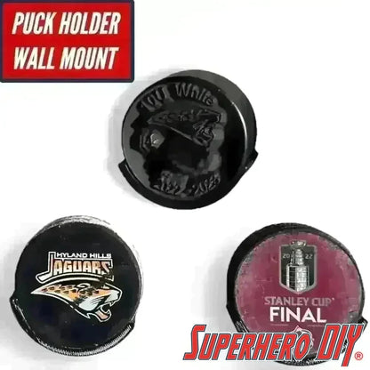 Check out the Hockey Puck Holder Wall Mount from Superhero DIY! The perfect solution for only $3.20