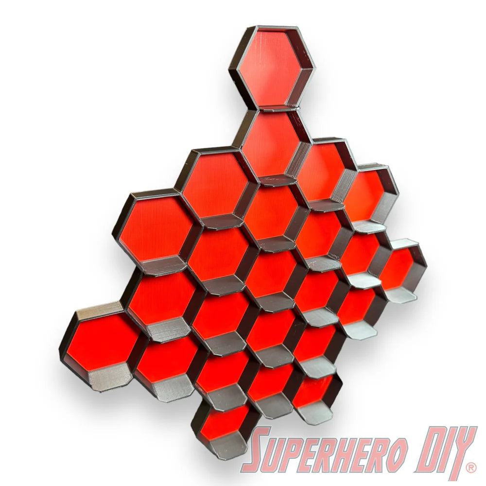 Honeycomb Wall Display for Disney Doorables: Organize and Showcase Your Collection with red 3D honeycomb design