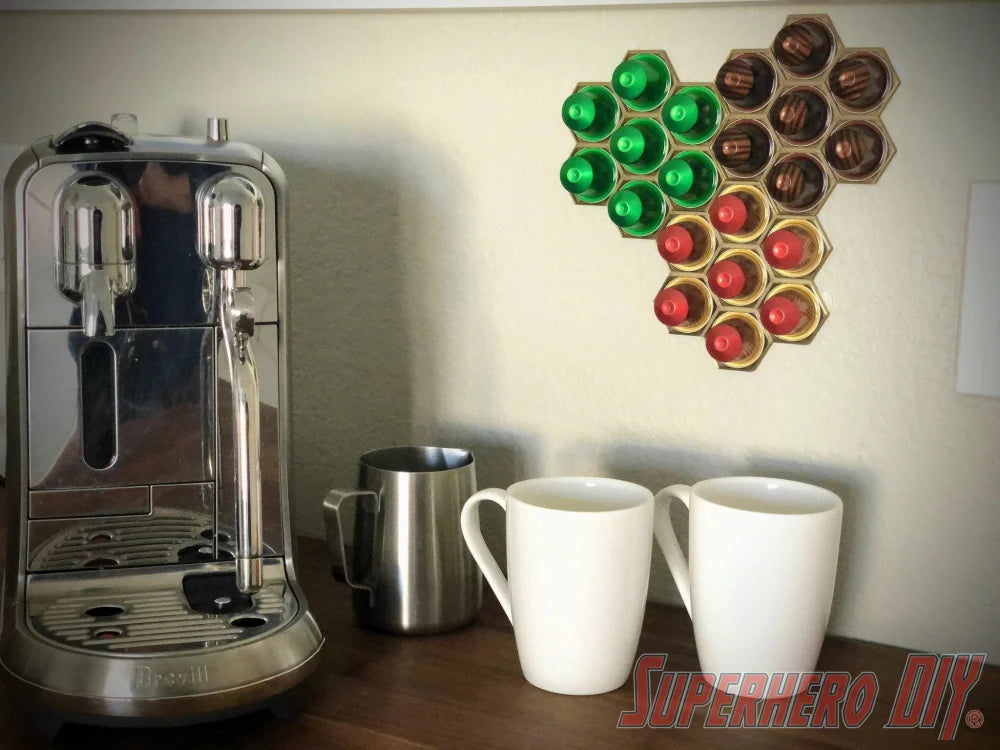 Honeycomb Wall Mount for ORIGINAL Nespresso Coffee Pods - Superhero DIY
