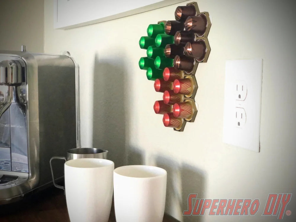 Honeycomb Wall Mount for ORIGINAL Nespresso Coffee Pods - Superhero DIY