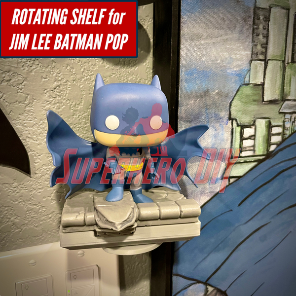 Rotating Shelf for Jim Lee Batman (HUSH) Funko Pop display showing Batman figure on wall mount.