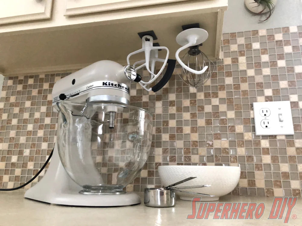 Check out the KitchenAid Organization Bundle | Cable Wrap for KitchenAid Stand Mixer + 4-PACK Attachment Mounts for KitchenAid Stand Mixer from Superhero DIY! The perfect solution for only $9.79