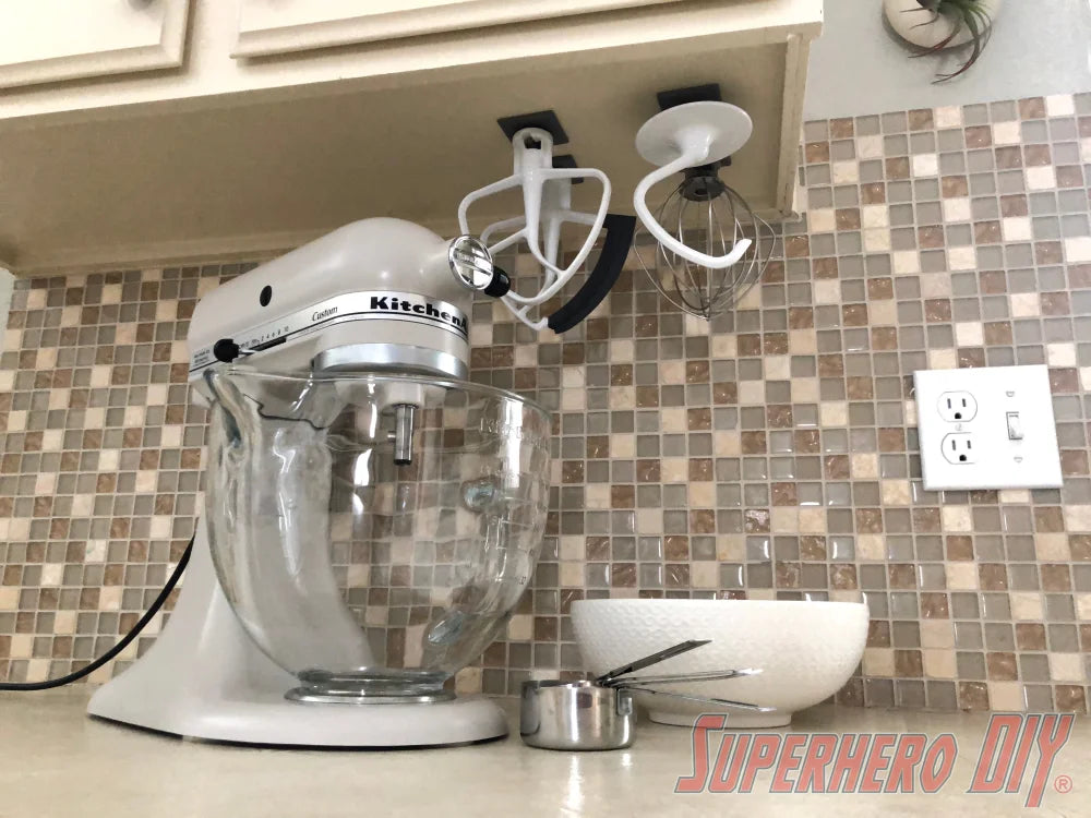 KitchenAid Organization Bundle | Cable Wrap for KitchenAid Stand Mixer + 4-PACK Attachment Mounts for KitchenAid Stand Mixer - Superhero DIY