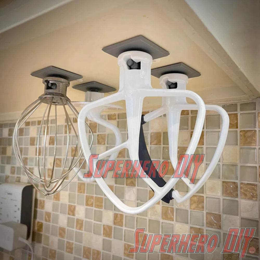 KitchenAid Organization Bundle | Cable Wrap for KitchenAid Stand Mixer + 4-PACK Attachment Mounts for KitchenAid Stand Mixer - Superhero DIY