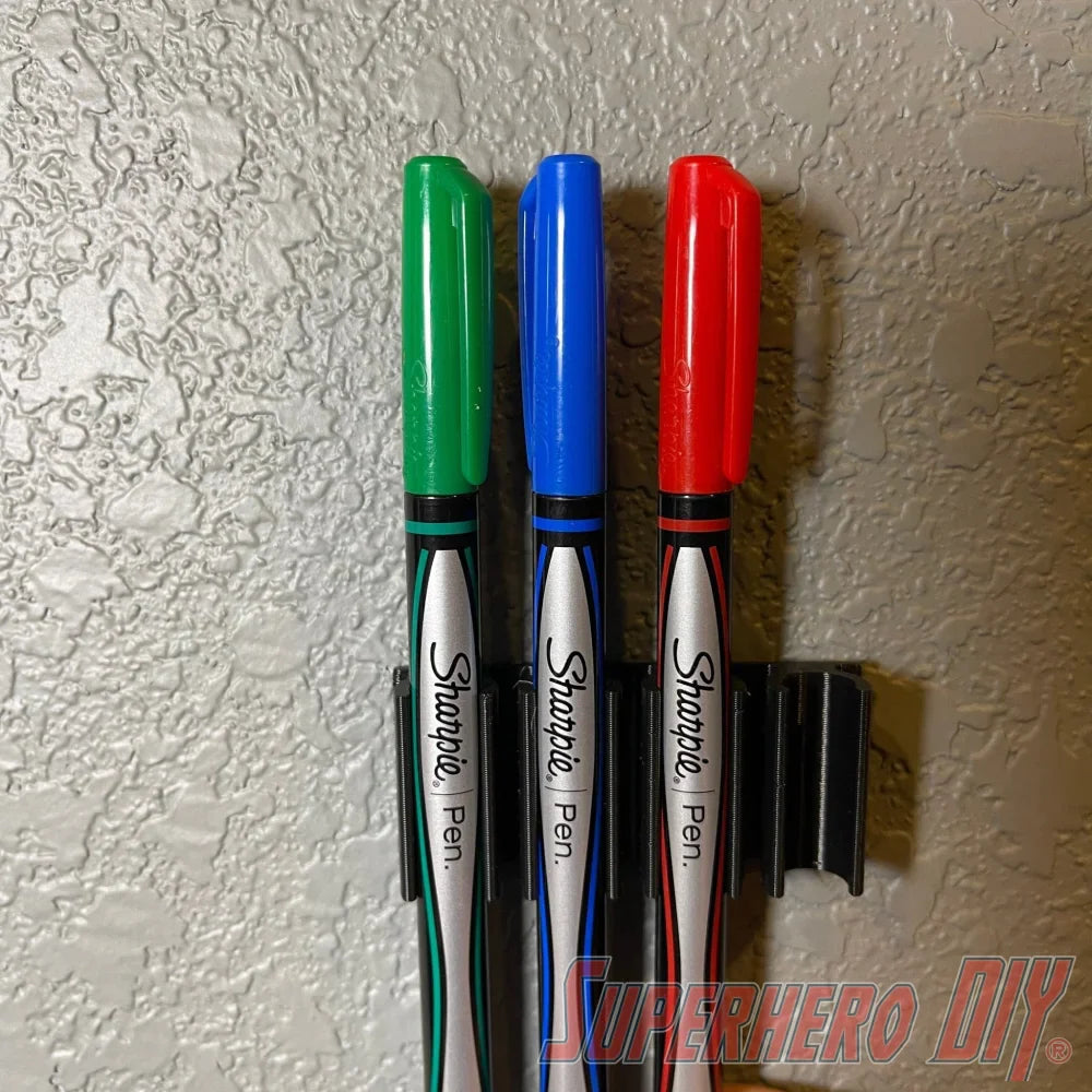 Marker Holder for Sharpie FINE Permanent Markers | Side Mount 4 or 8 FINE Sharpie pens | Simple marker organizer - Superhero DIY