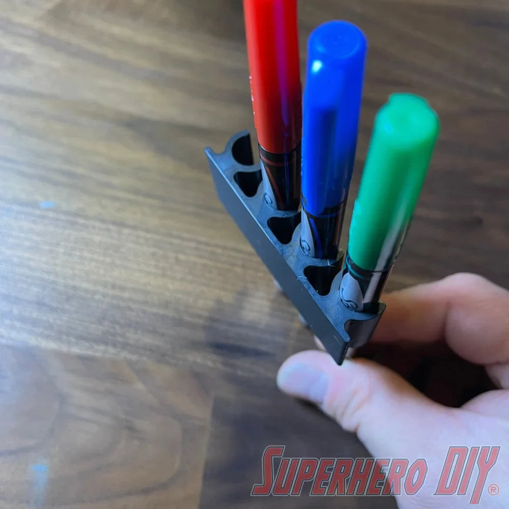 Marker Holder for Sharpie FINE Permanent Markers | Side Mount 4 or 8 FINE Sharpie pens | Simple marker organizer - Superhero DIY