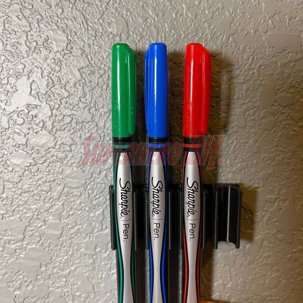 Marker Holder for Sharpie FINE Permanent Markers | Side Mount 4 or 8 FINE Sharpie pens | Simple marker organizer - Superhero DIY