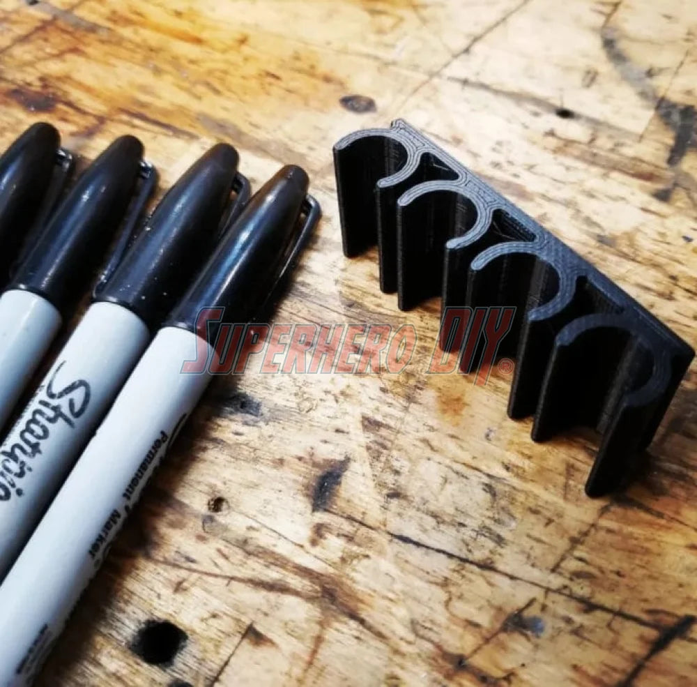 Marker Holder for Sharpie Permanent Markers | Side Mount 4 or 8 regular Sharpie pens | Marker organizer - Superhero DIY