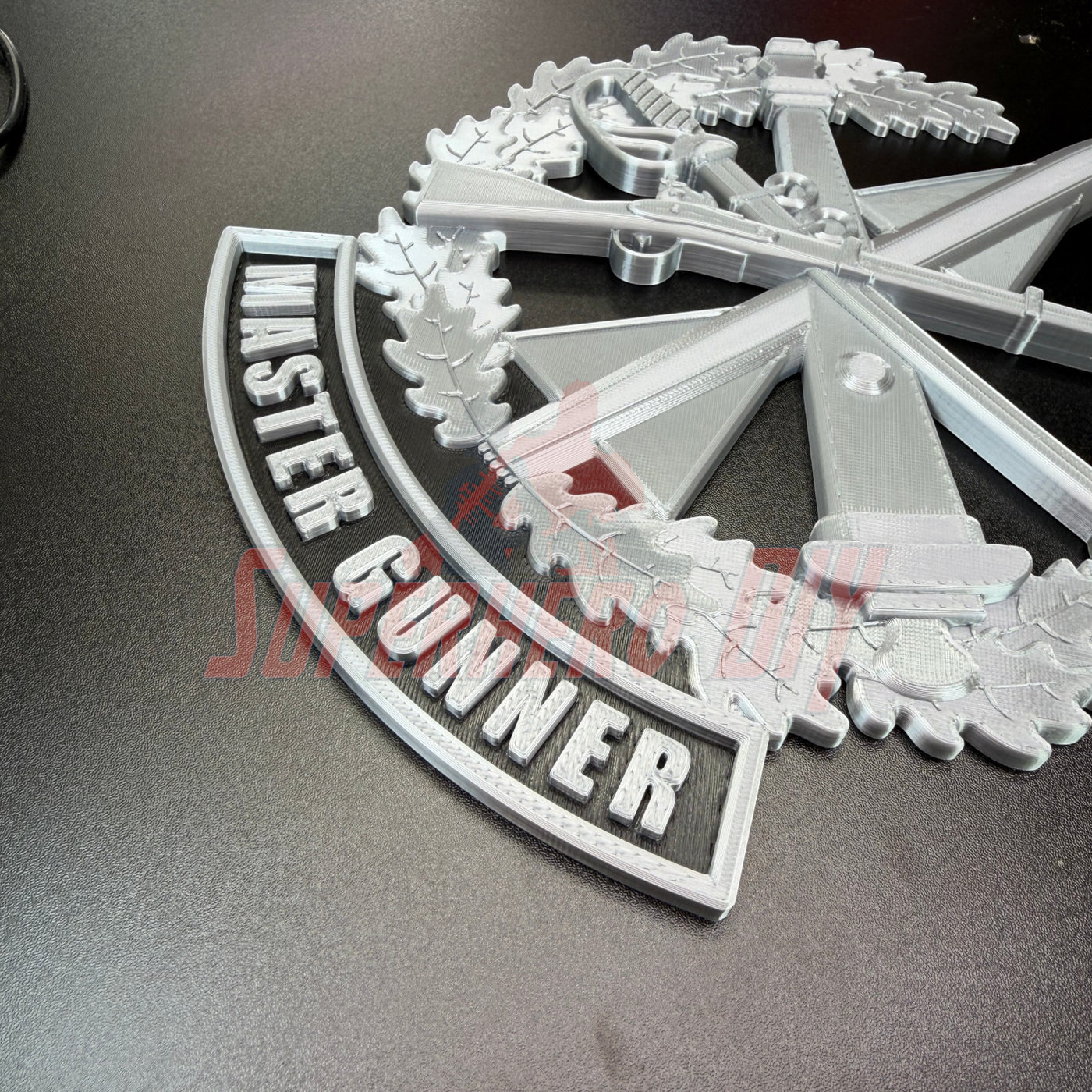 Master Gunner Badge display insignia in 3D design, showcasing precision engineering for wall or shadow box display.