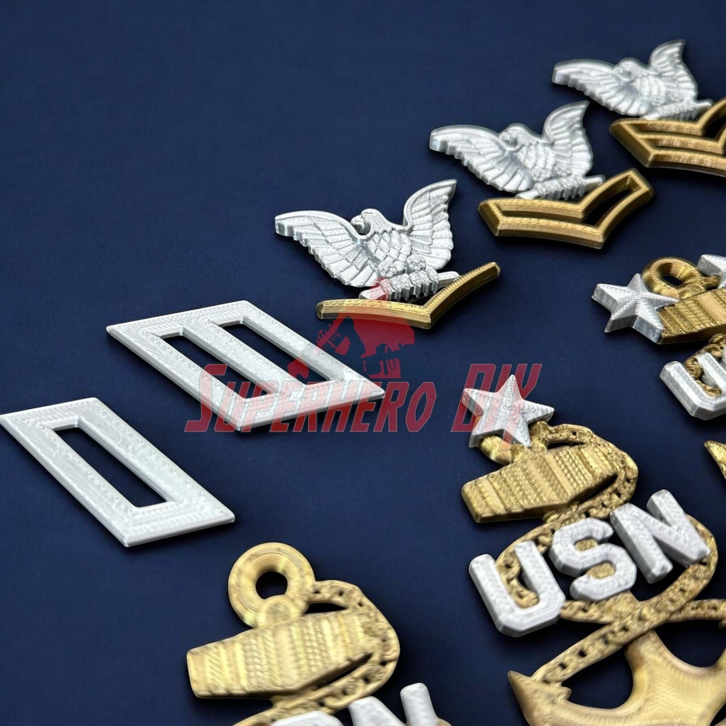 Navy Enlisted Rate Insignia | Multiple Sizes Display Insignia Silver and Gold with detailed collar device display.