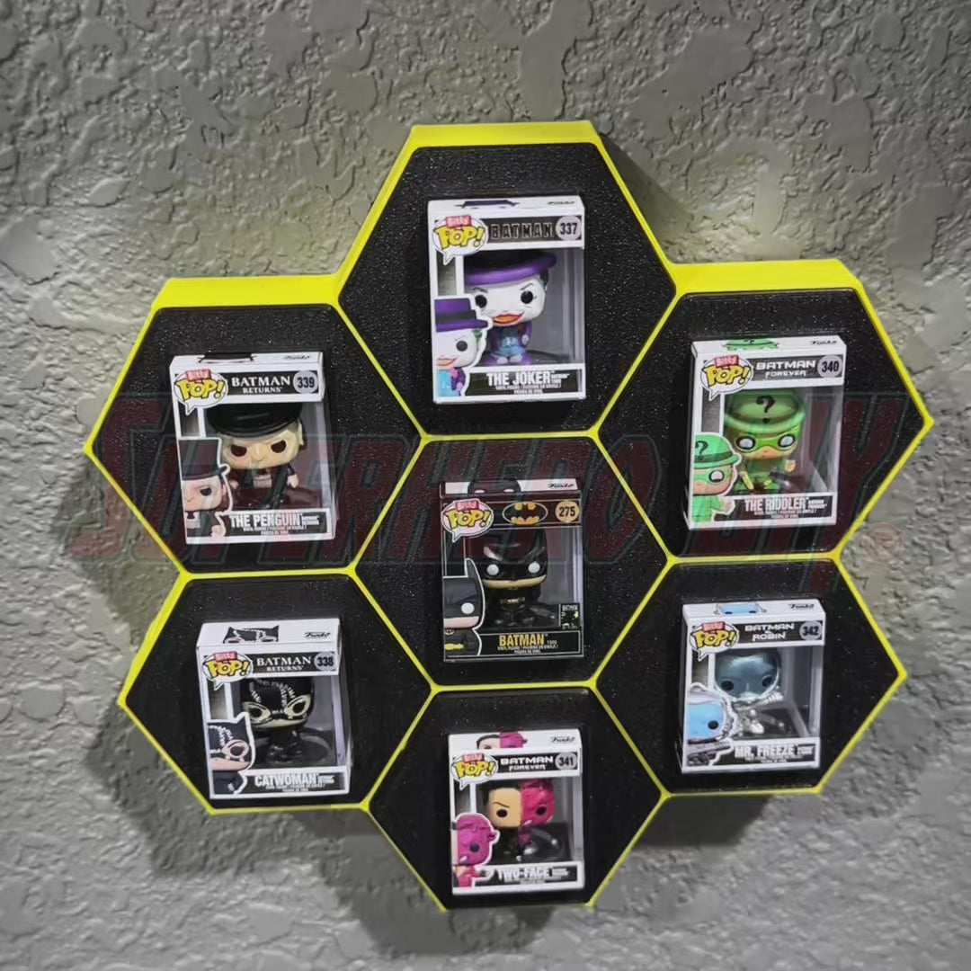 7-CELL Honeycomb Wall Display for Bitty Pops | Organize 7 Bitty Pops for easy display! - Superhero DIY