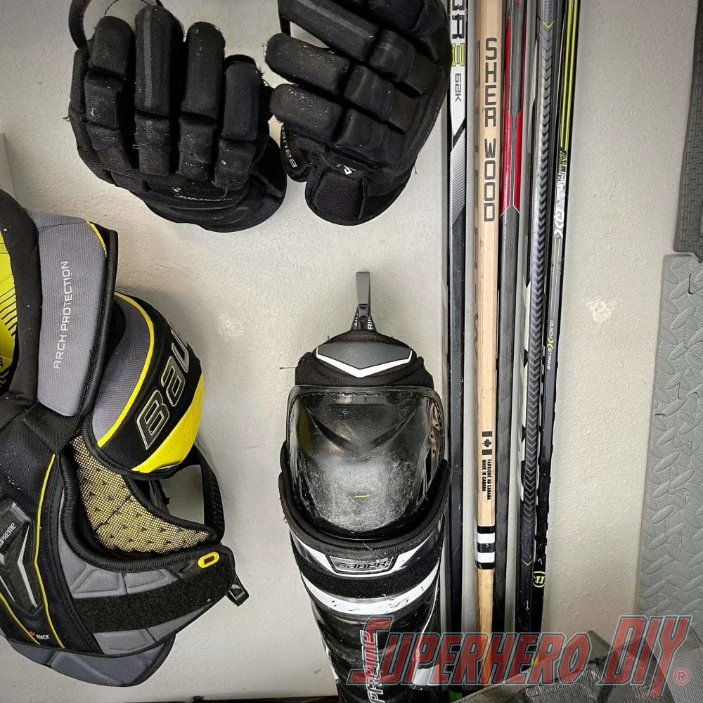 Shin Guards Knee Pads Wall Mount (2-PACK) | Hockey Gear Storage Solution - Superhero DIY