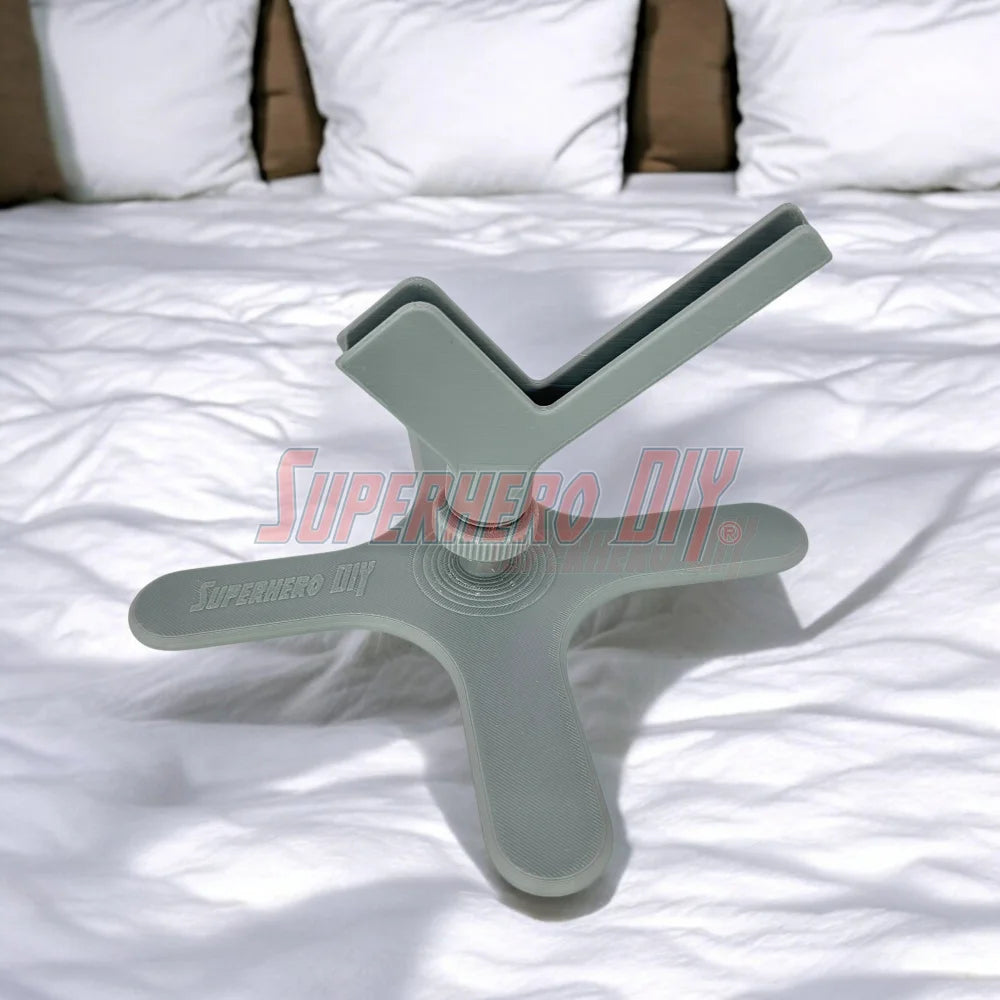 3D-printed side-reading stand for Kindle Paperwhite, made for hands-free reading in bed while lying on your side