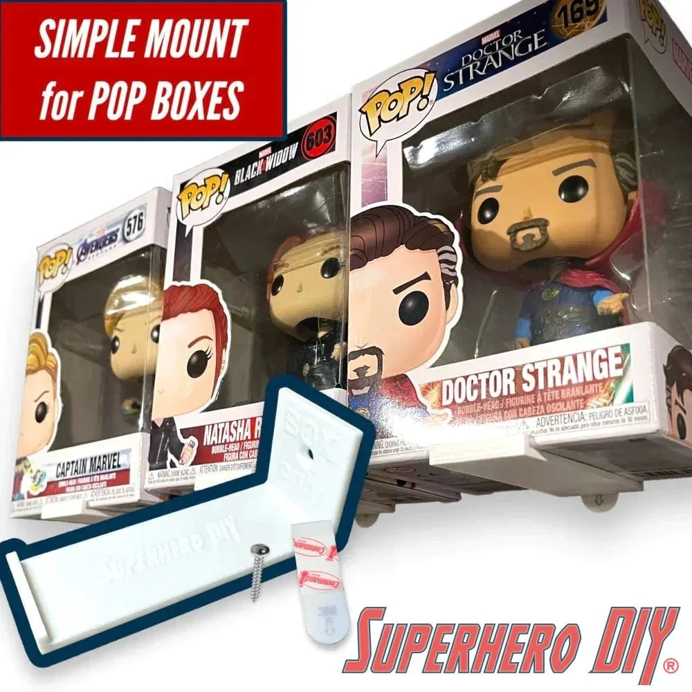 Simple Pop Box Wall Mount Simple Figure Display Shelf for Funko Pop Box | Includes Command strips or screws! - Superhero DIY