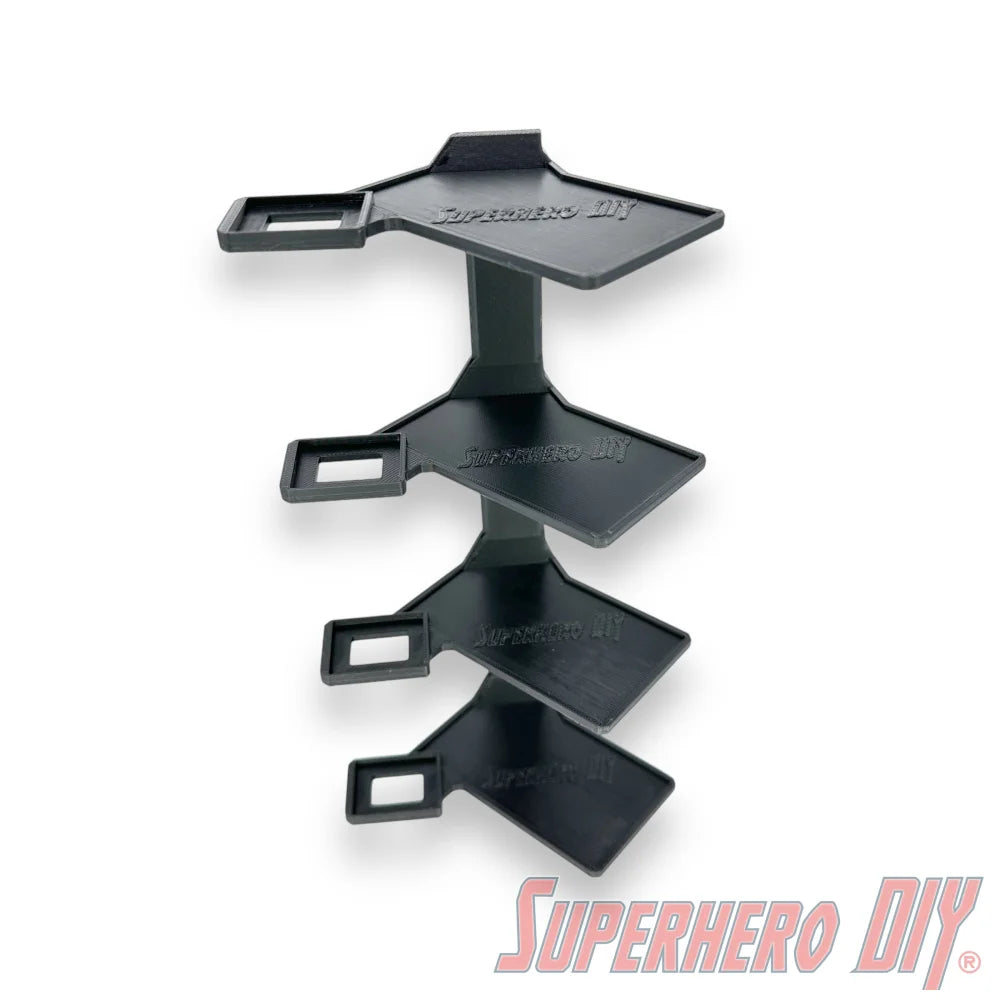 Wall-mounted stackable shelf for Funko Bitty Pop Rides sets, fits ride display box and figures with modular vertical display design
