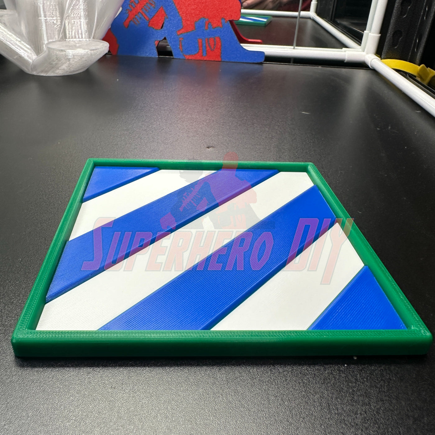 3rd Infantry Division display insignia in bold blue and white with green border, perfect for honoring service in multiple sizes.