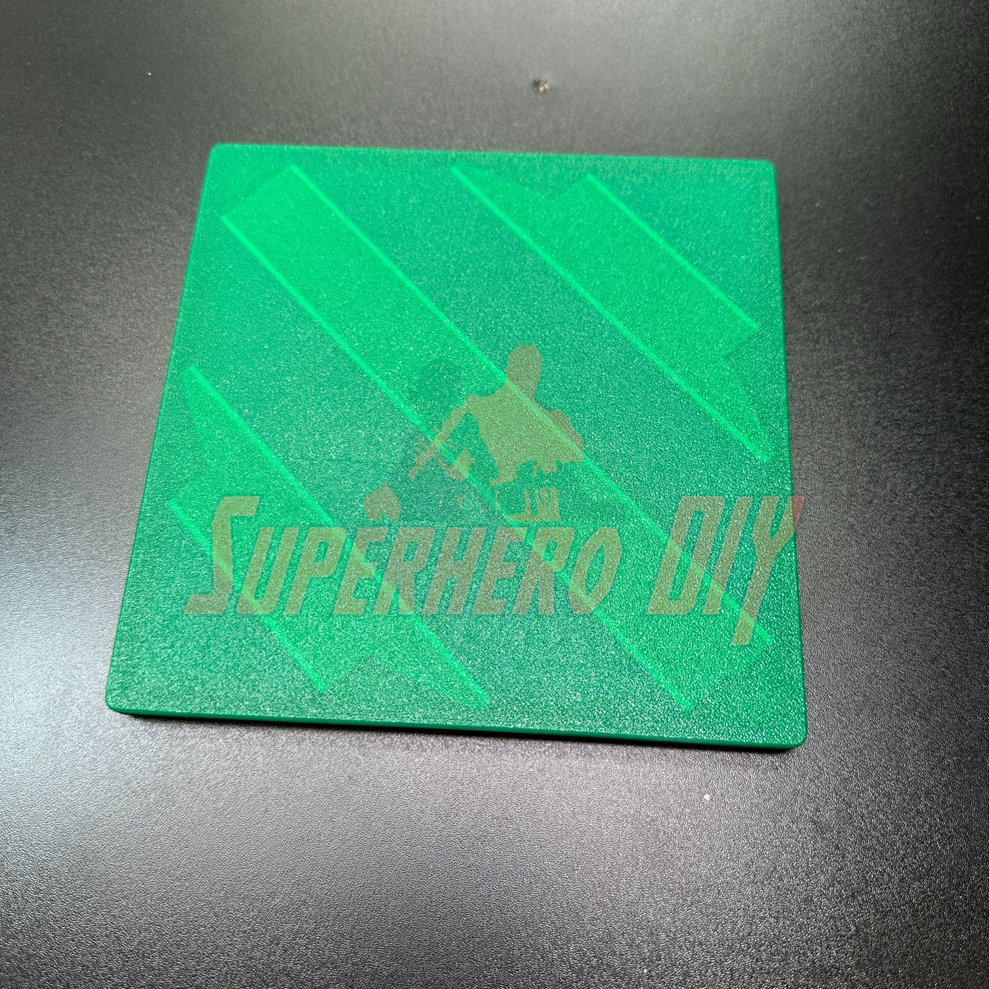 Green Superhero DIY 3rd Infantry Division display insignia on black background