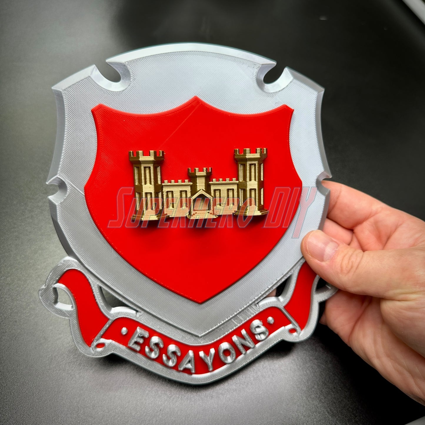 Engineer Regimental Crest – Multiple Sizes Available for Shadow Box or Wall Display with castle design and Essayons scroll.