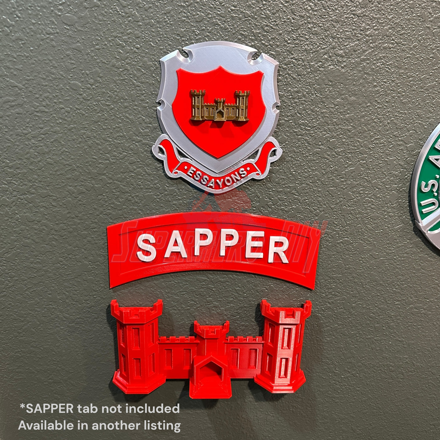 Wall-mountable Army Engineer Castle with SAPPER text on display