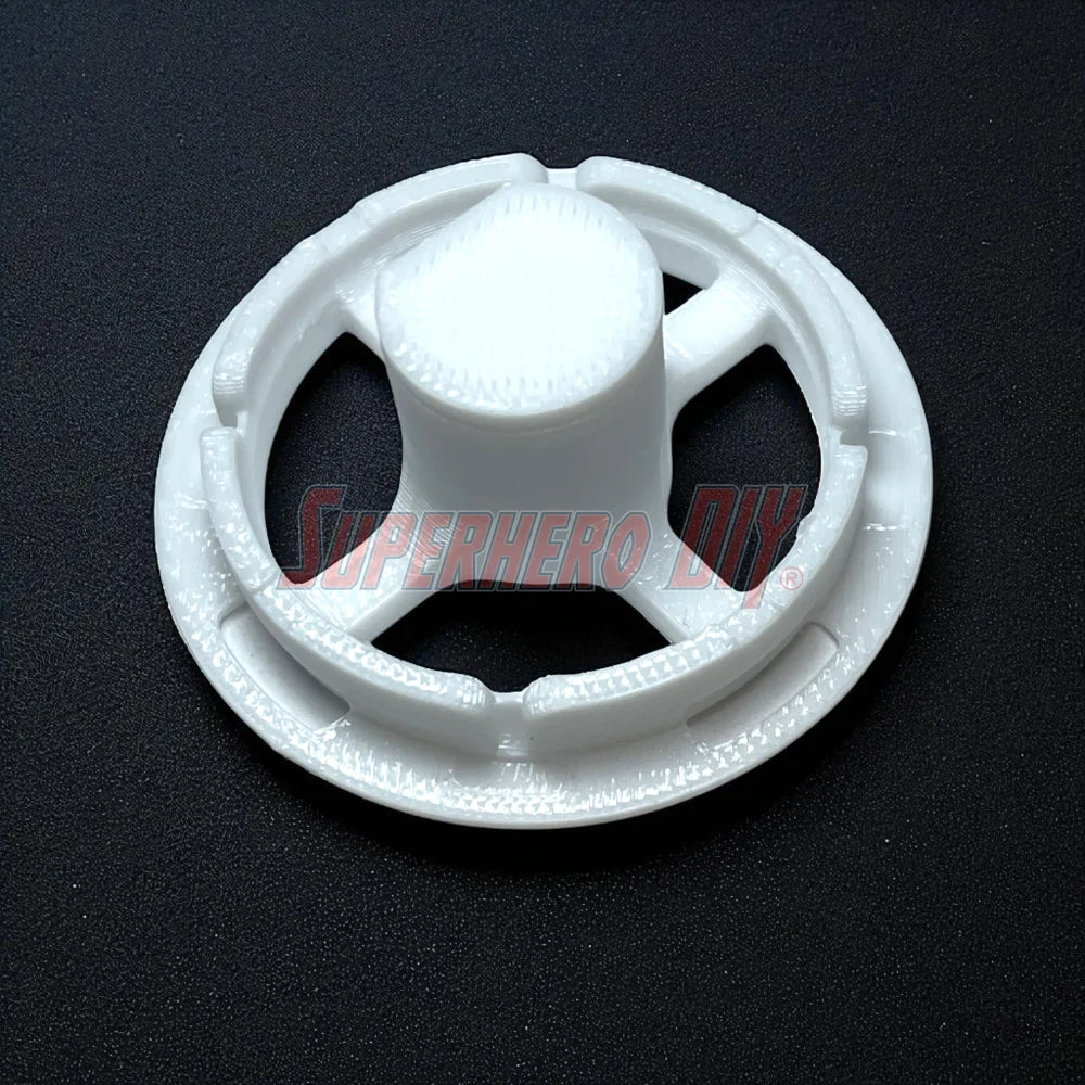 Angled view showing thickness of 3D-printed knob insert for Highlander HVAC