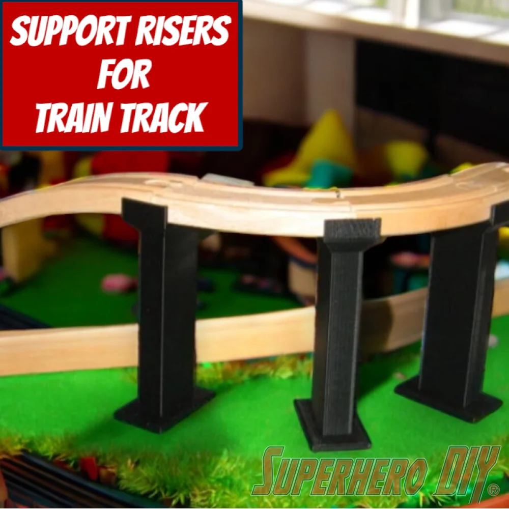 Train Track Support Riser Column compatible with BRIO Imaginarium or Thomas Wooden Train Track | 3D-printed enhancement