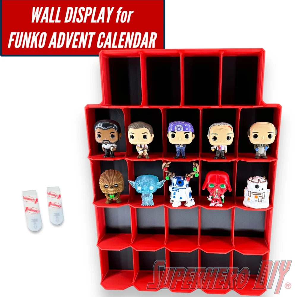 Upright Wall Display for Funko Advent Calendar - Display up to 24 Pocket Pops or Doorables! - Superhero DIY