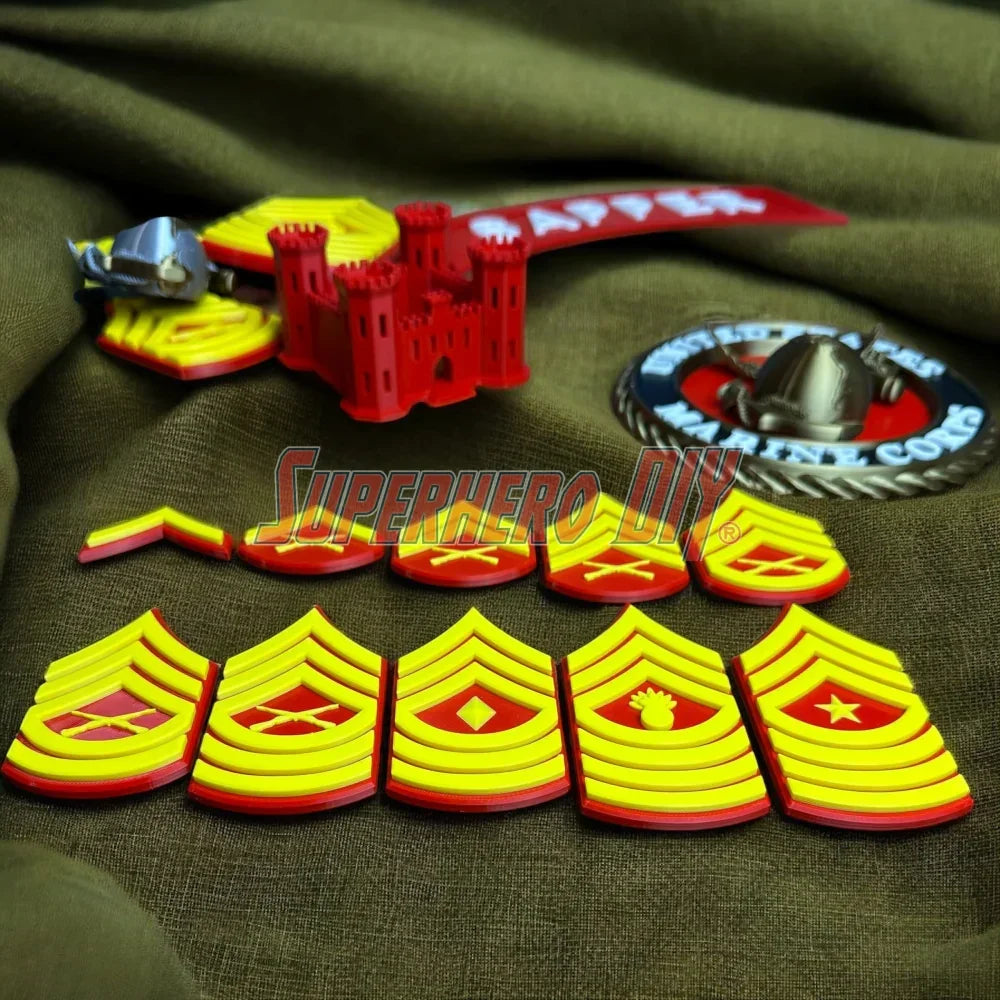 🦅 USMC Enlisted Rank Insignia Display | Multiple Sizes | Marine Corps Rank Military