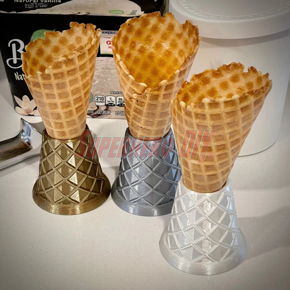 Waffle Cone Stands! Ice Cream Cone Holder Stands shaped like Waffle Cones! Perfect decor for ice cream scooping or ice cream party - Superhero DIY