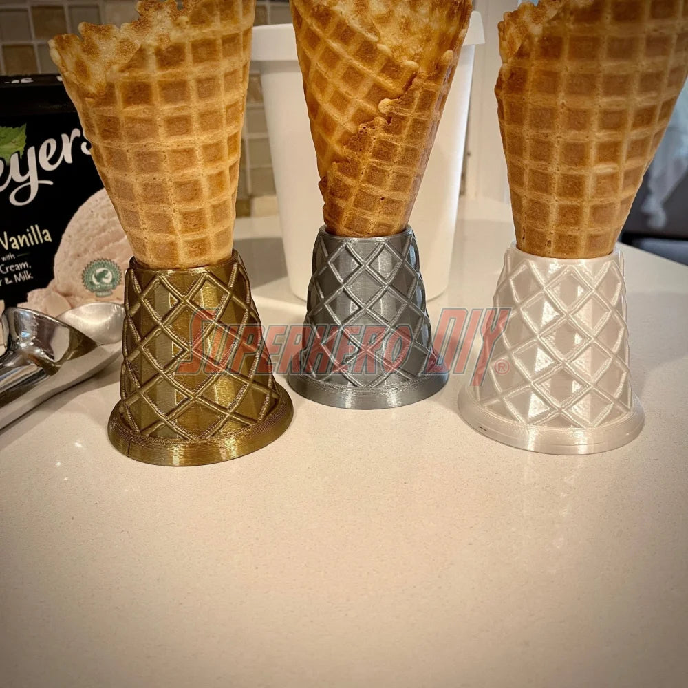 Waffle Cone Stands! Ice Cream Cone Holder Stands shaped like Waffle Cones! Perfect decor for ice cream scooping or ice cream party - Superhero DIY