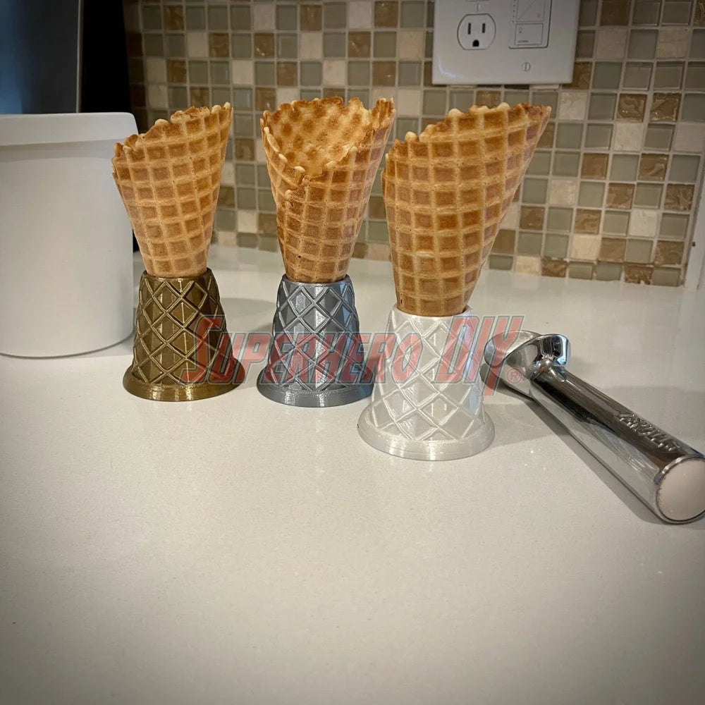 Waffle Cone Stands! Ice Cream Cone Holder Stands shaped like Waffle Cones! Perfect decor for ice cream scooping or ice cream party - Superhero DIY