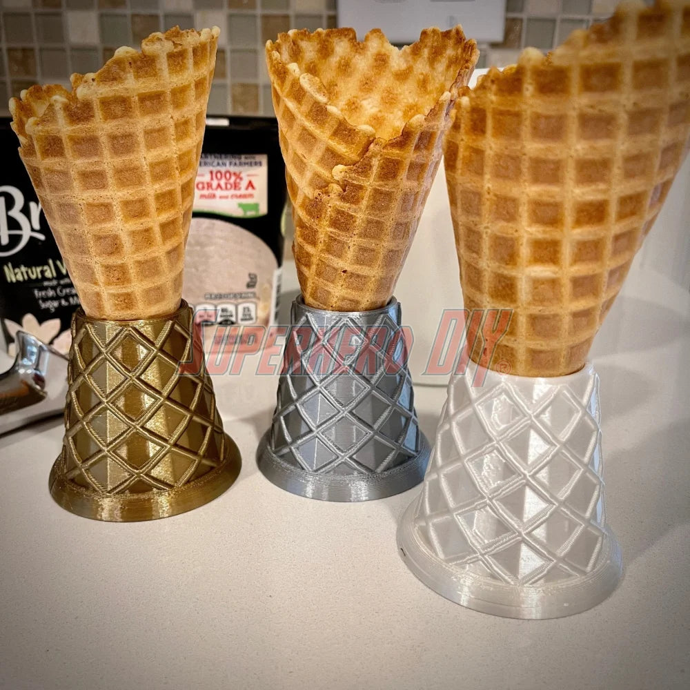 Waffle Cone Stands! Ice Cream Cone Holder Stands shaped like Waffle Cones! Perfect decor for ice cream scooping or ice cream party - Superhero DIY