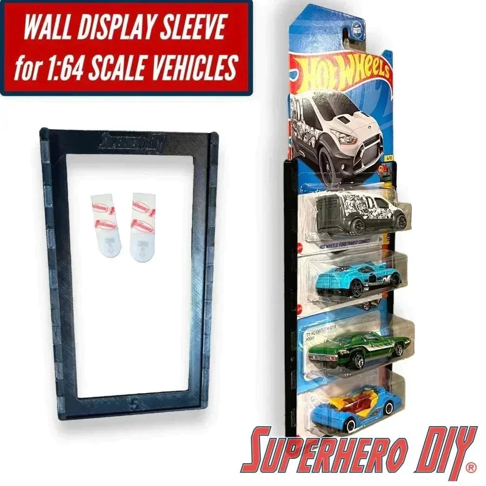 Wall Display Sleeve for 1:64 Scale Vehicles | Display up to 5 Hot Wheels or Matchbox cars with style - Superhero DIY