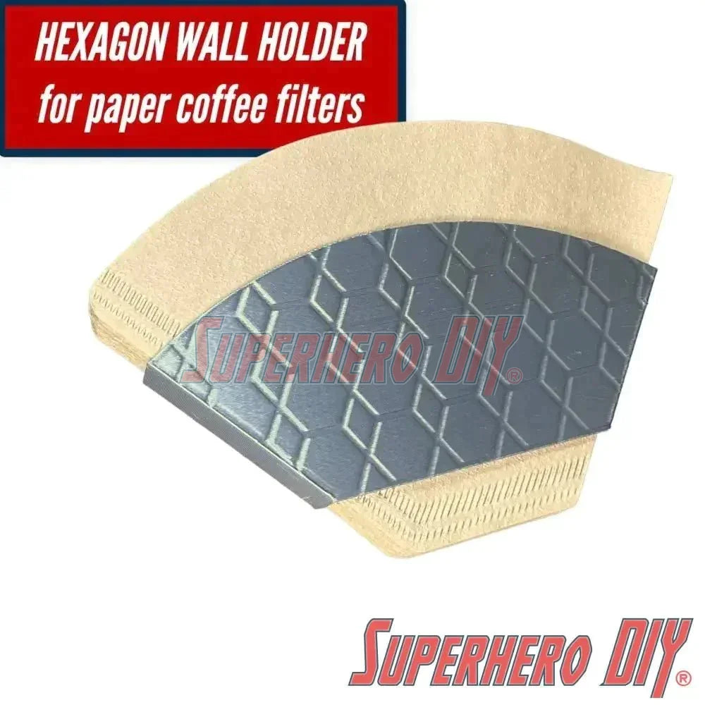 Wall Mount Filter Holder for Pour Over Coffee Filters | Inside Shelf Filter Storage for Paper Coffee Filters | Command strip included - Superhero DIY