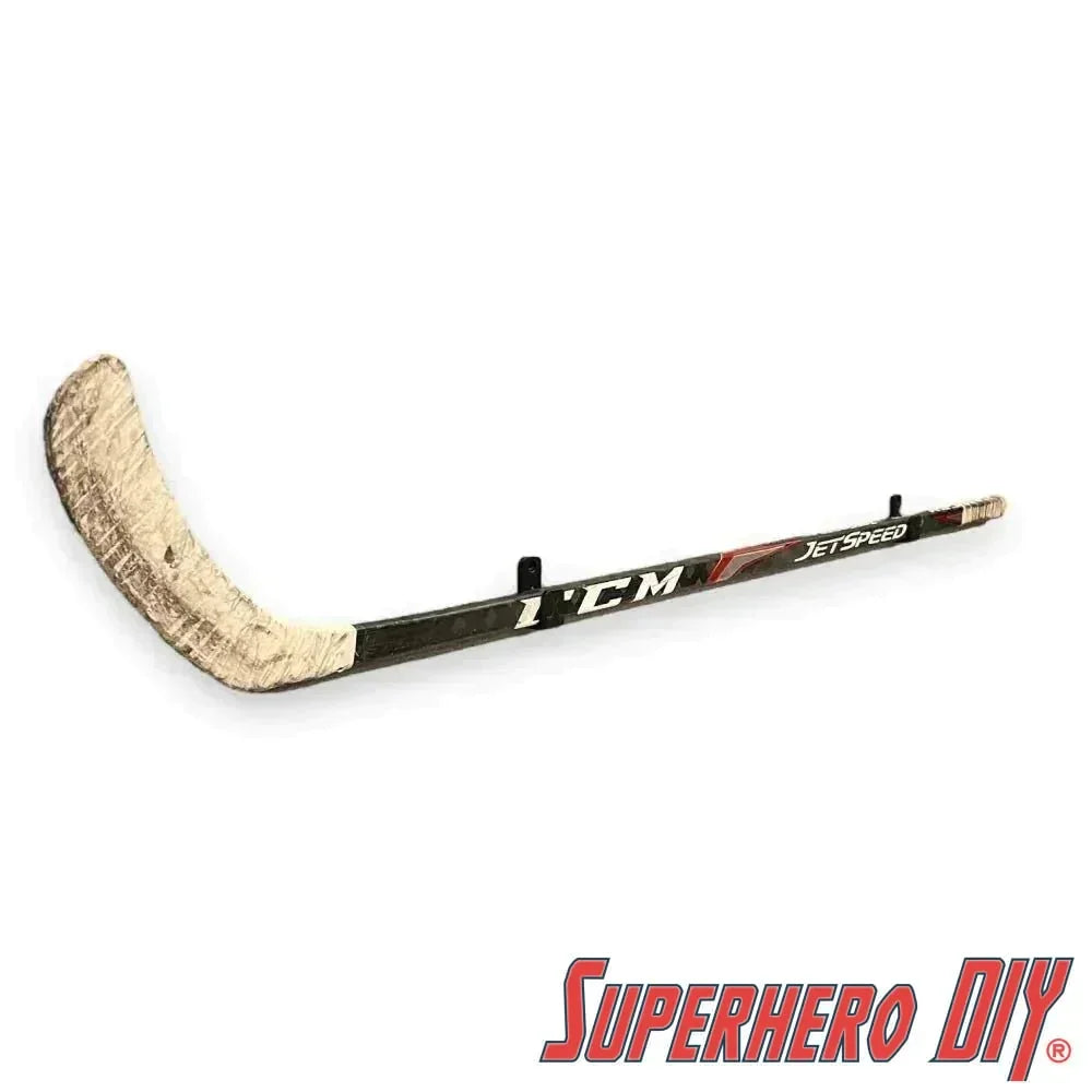 Wall Mount Hockey Stick Hanger | Mount your stick on the wall | Horizontal Ice Hockey Stick Hanger | Comes with screws or Command strips! - Superhero DIY
