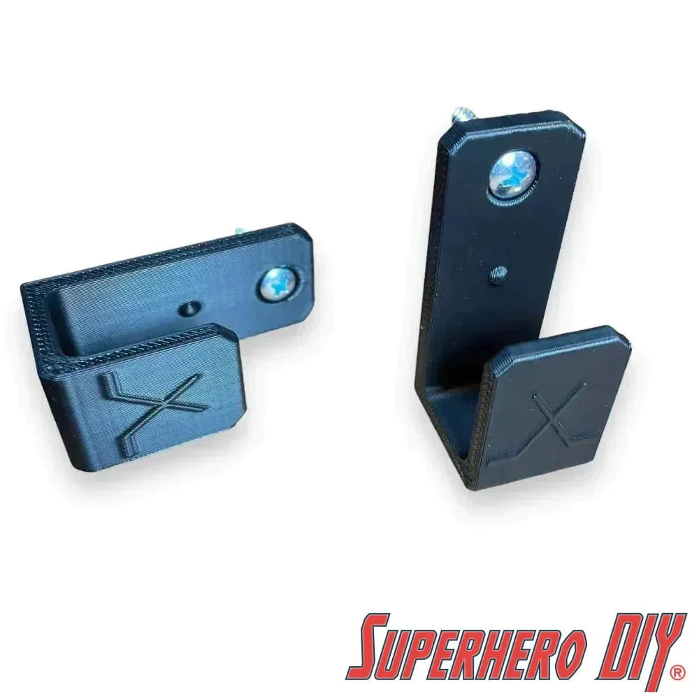 Wall Mount Hockey Stick Hanger | Mount your stick on the wall | Horizontal Ice Hockey Stick Hanger | Comes with screws or Command strips! - Superhero DIY