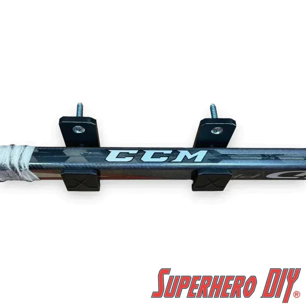 Wall Mount Hockey Stick Hanger | Mount your stick on the wall | Horizontal Ice Hockey Stick Hanger | Comes with screws or Command strips! - Superhero DIY