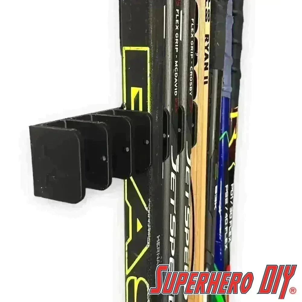 10-Stick Hockey Stick Holder Wall Mount | Ice Hockey Stick Organizer | SENIOR JUNIOR or YOUTH | Hockey Stick Organizer holds up to 10! - SuperheroDIY