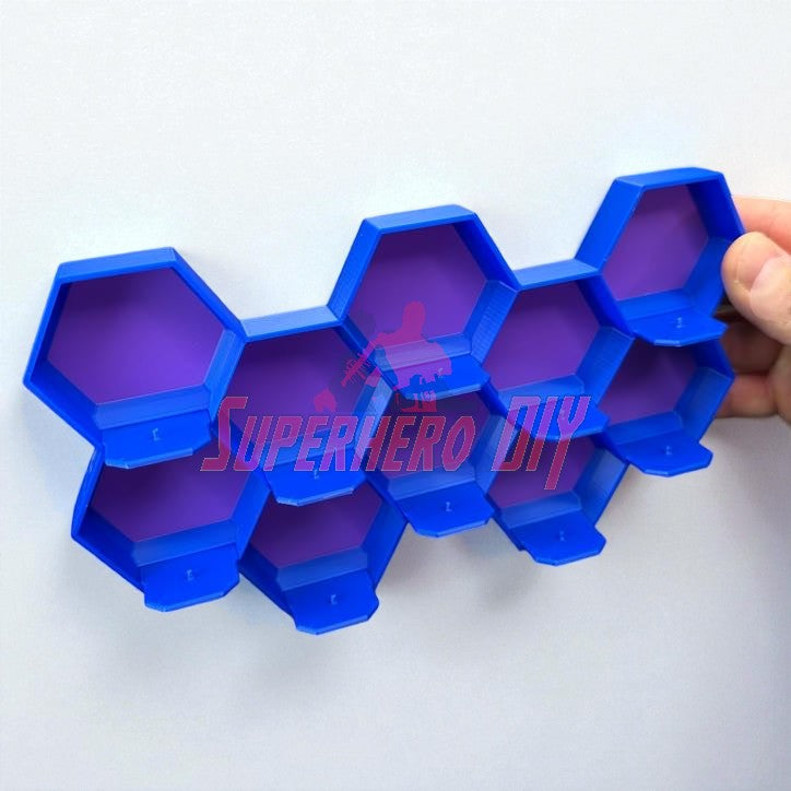 10-Cell honeycomb display for Disney Doorables in blue, showing hexagonal cells for collecting mini figures.