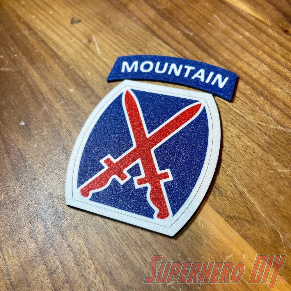 10th Mountain Division Insignia | 3D-Printed US Army Mountaineers Ski Troops Alpine Warriors Fort Drum Unit Patch | Multiple sizes - Superhero DIY