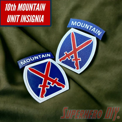 10th Mountain Division Insignia | 3D-Printed US Army Mountaineers Ski Troops Alpine Warriors Fort Drum Unit Patch | Multiple sizes - Superhero DIY