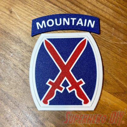 10th Mountain Division Insignia | 3D-Printed US Army Mountaineers Ski Troops Alpine Warriors Fort Drum Unit Patch | Multiple sizes - Superhero DIY