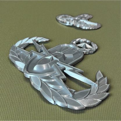 Replica EOD Badge Display for Army, Navy, Air Force, Marine Corps - Basic, Senior, Master Levels, Multiple Sizes