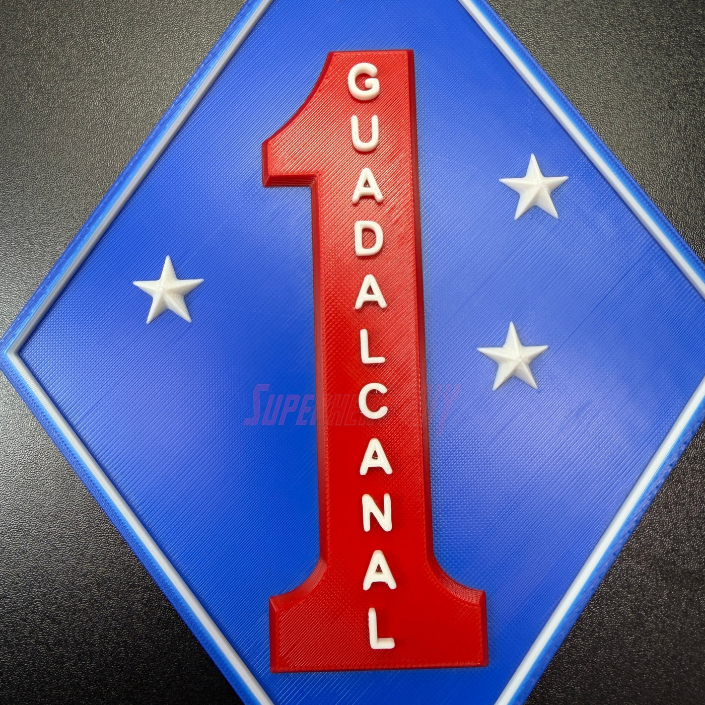 1st Marine Division Display Insignia with red numeral one and Southern Cross stars on blue background