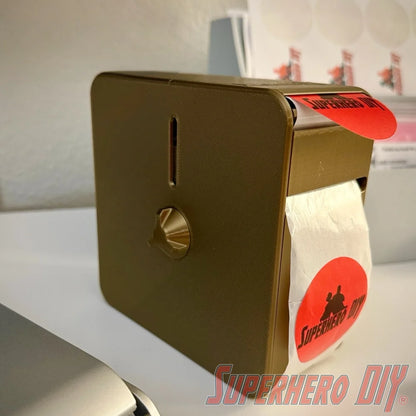 2” Label Dispenser with removable cover | 3D-printed sticker label holder - Superhero DIY