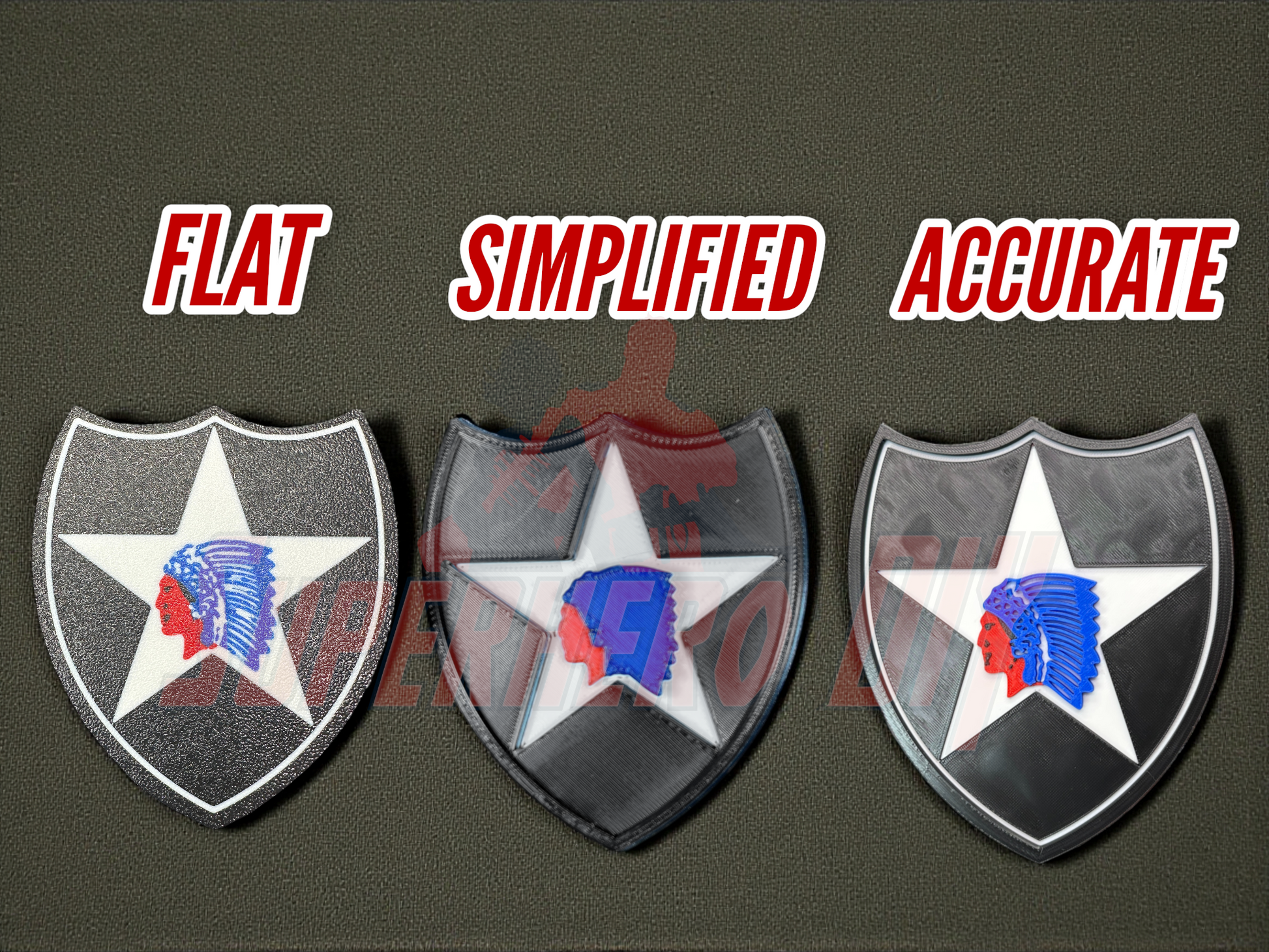 Flat, Simplified, and Accurate 2nd Infantry Division display insignia in multiple styles.