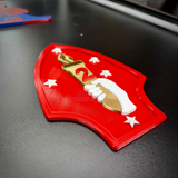 2nd Marine Division display insignia featuring a red background, gold torch, and white hand, perfect for wall or case display.