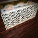 Floating shelf for Funko Pop 2-pack displaying a Funko 2-Pack box secured in an open hex lattice design.