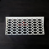 Floating shelf for Funko Pop 2-pack with hexagonal lattice design for displaying collectibles.