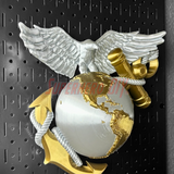 3D Marine Corps EGA insignia in gold and white on a wall-mountable plaque